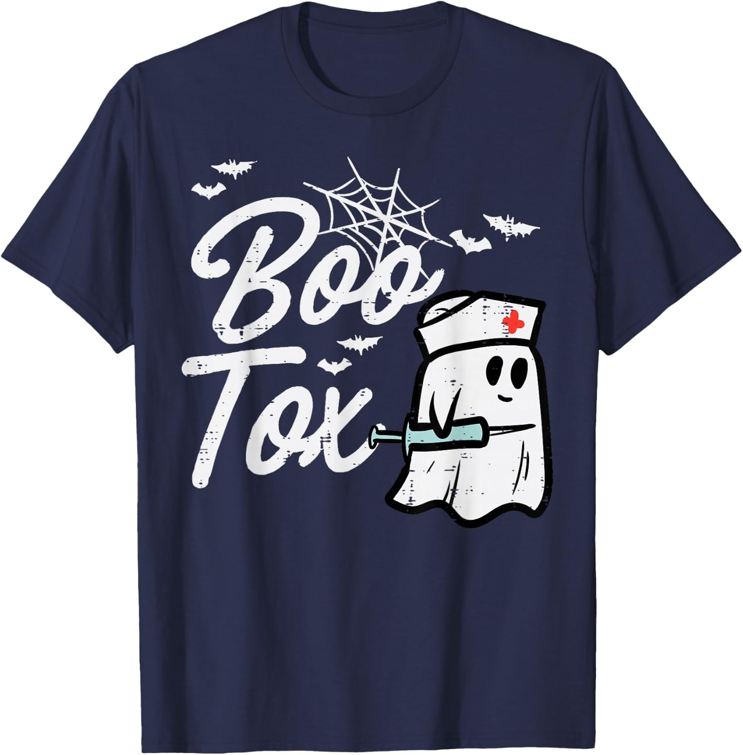 Halloween Nurse Boo Tox Botox Funny Costume Scrub Top Women T-Shirt - T-Shirt | Navy