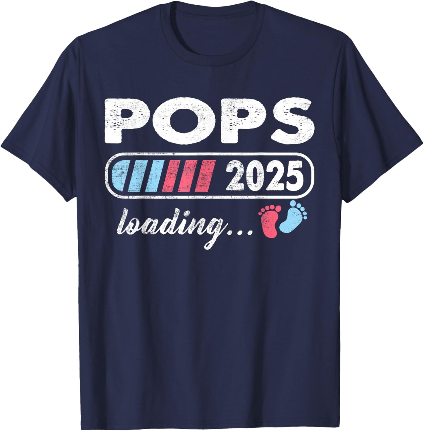 Pops 2025 Loading a Girl or a Boy Baby Announcement T-Shirt - T-Shirt | Navy