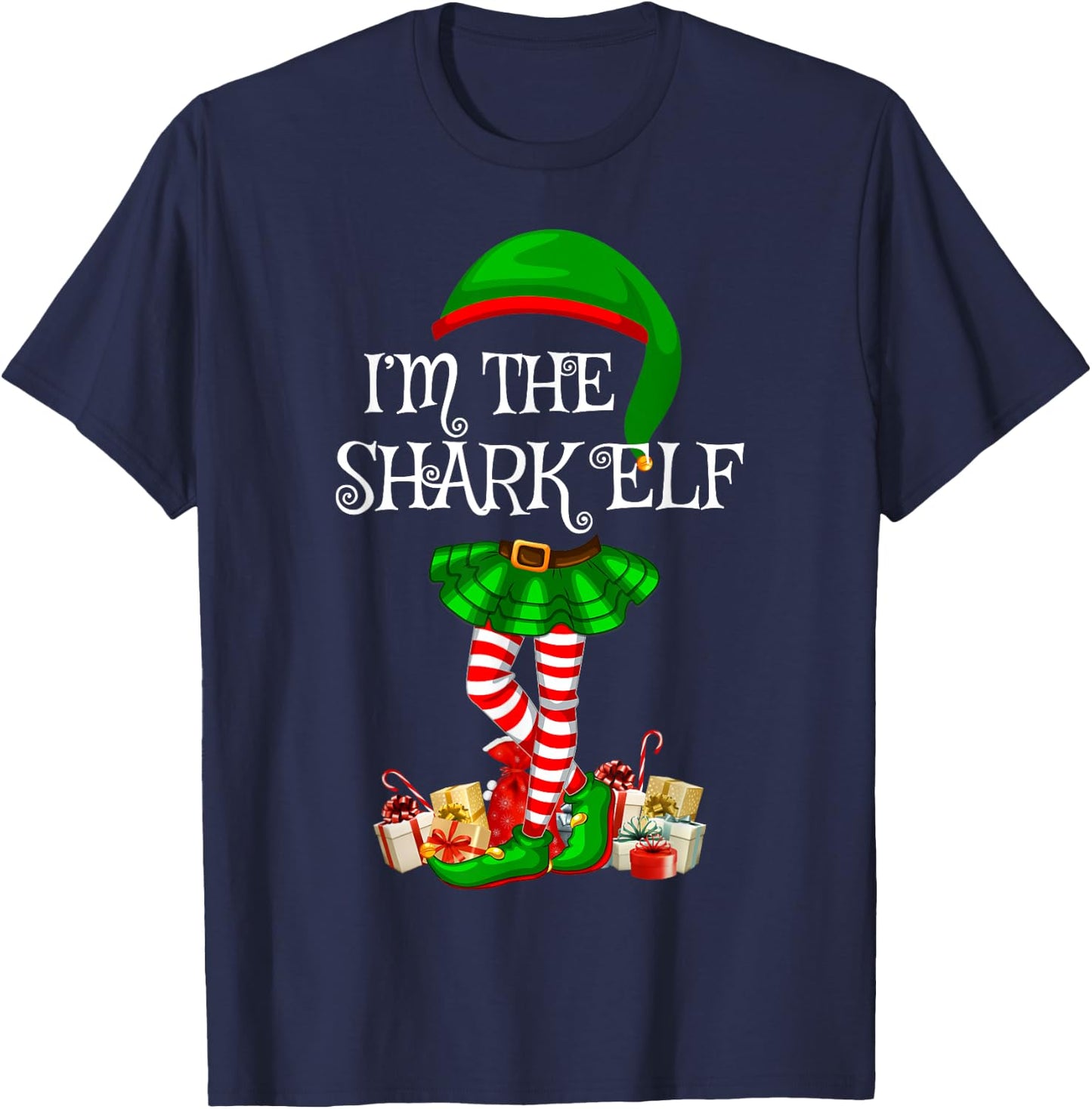 Matching Family Women Girls I'm The Shark Elf Christmas T-Shirt - T-Shirt | Navy