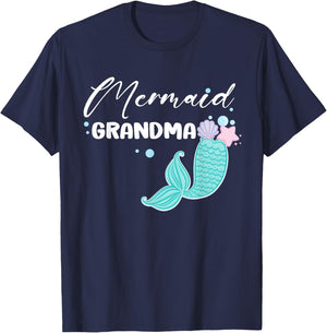 Funny Grandma Mermaid Matching Family Party Mother's Day T-Shirt - T-Shirt | Navy