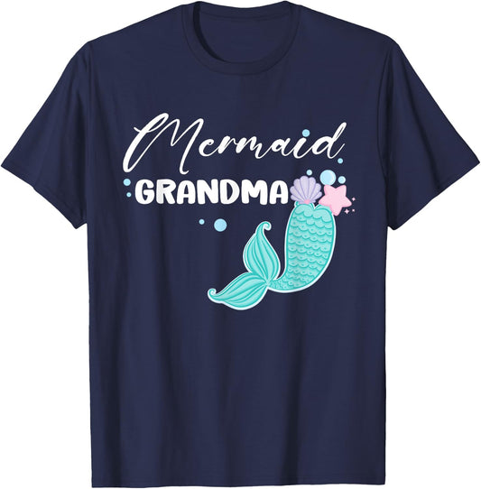 Funny Grandma Mermaid Matching Family Party Mother's Day T-Shirt - T-Shirt | Navy