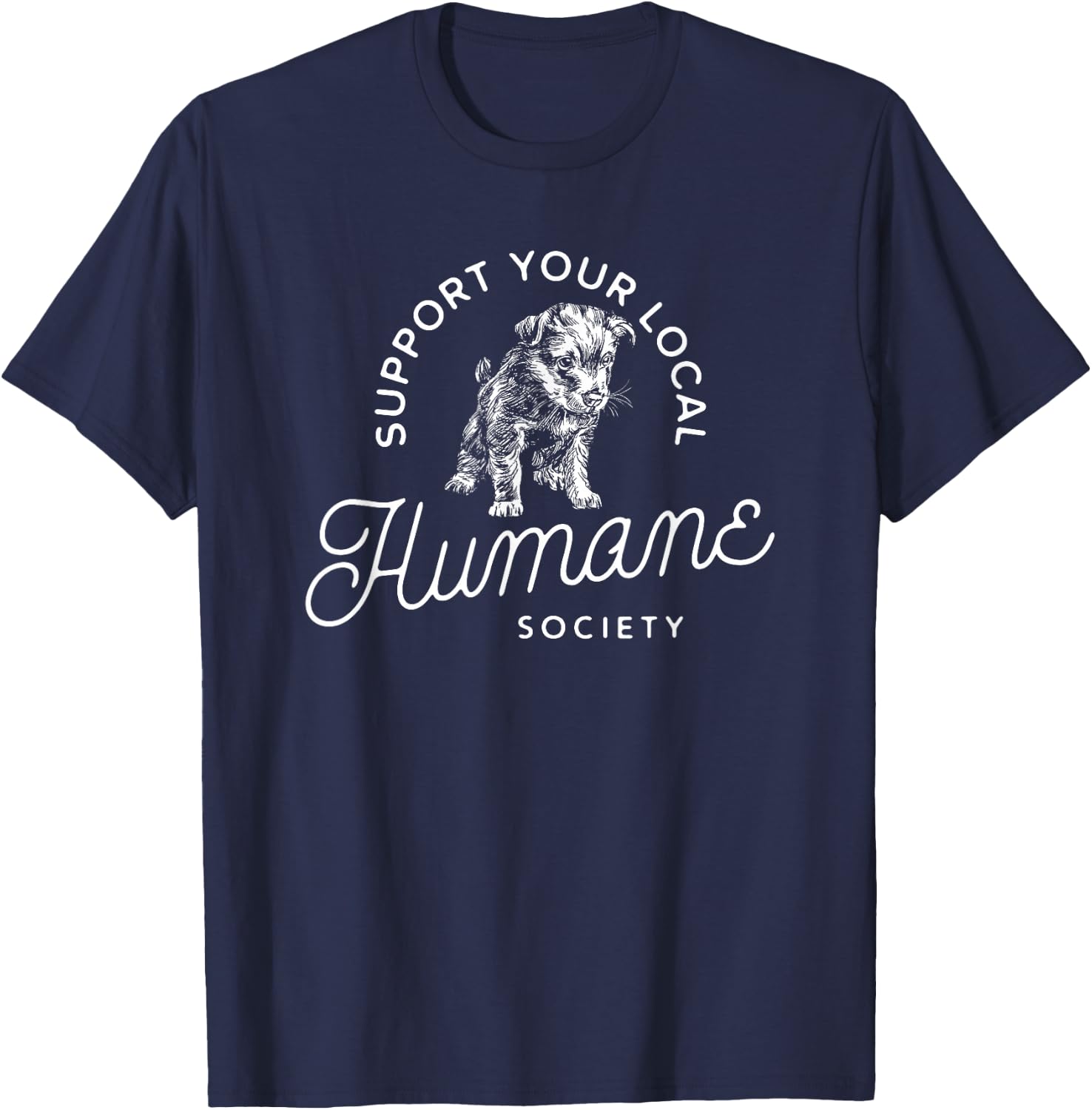 Vintage Puppy Support Your Local Humane Society - Men Women T-Shirt - T-Shirt | Navy