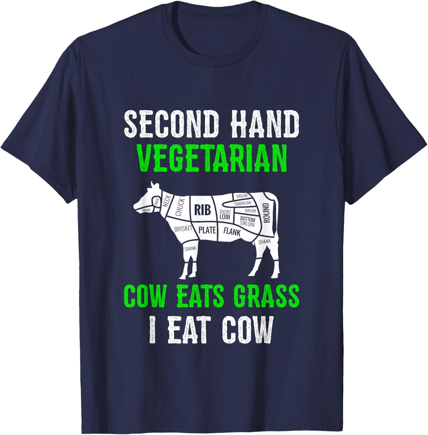 2nd Hand Vegetarian Shirt Funny Carnivore Beef Meat Lover T-Shirt - T-Shirt | Navy