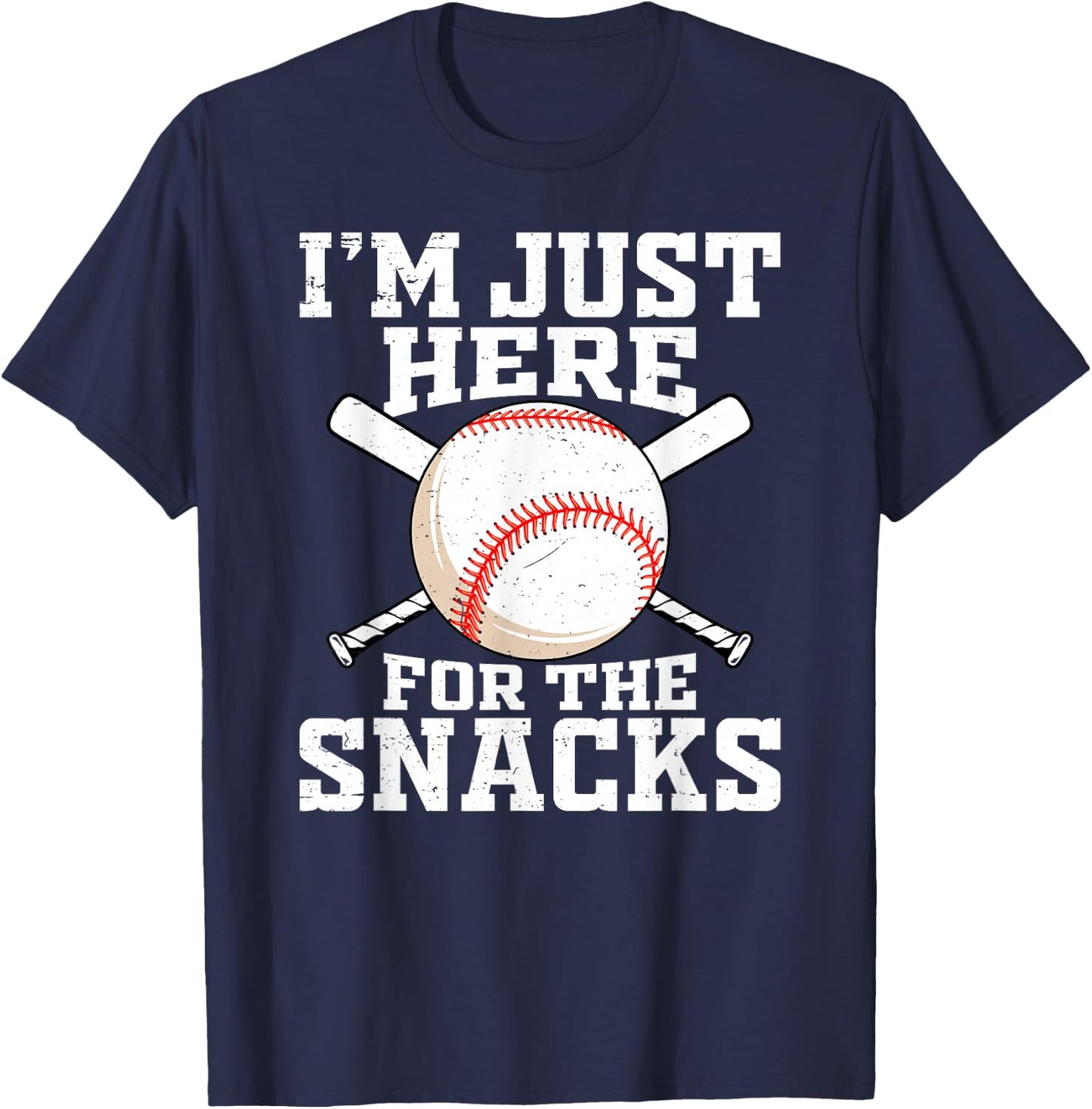 Funny Baseball Im Just Here For The Snacks Baseball Sister T-Shirt - T-Shirt | Navy