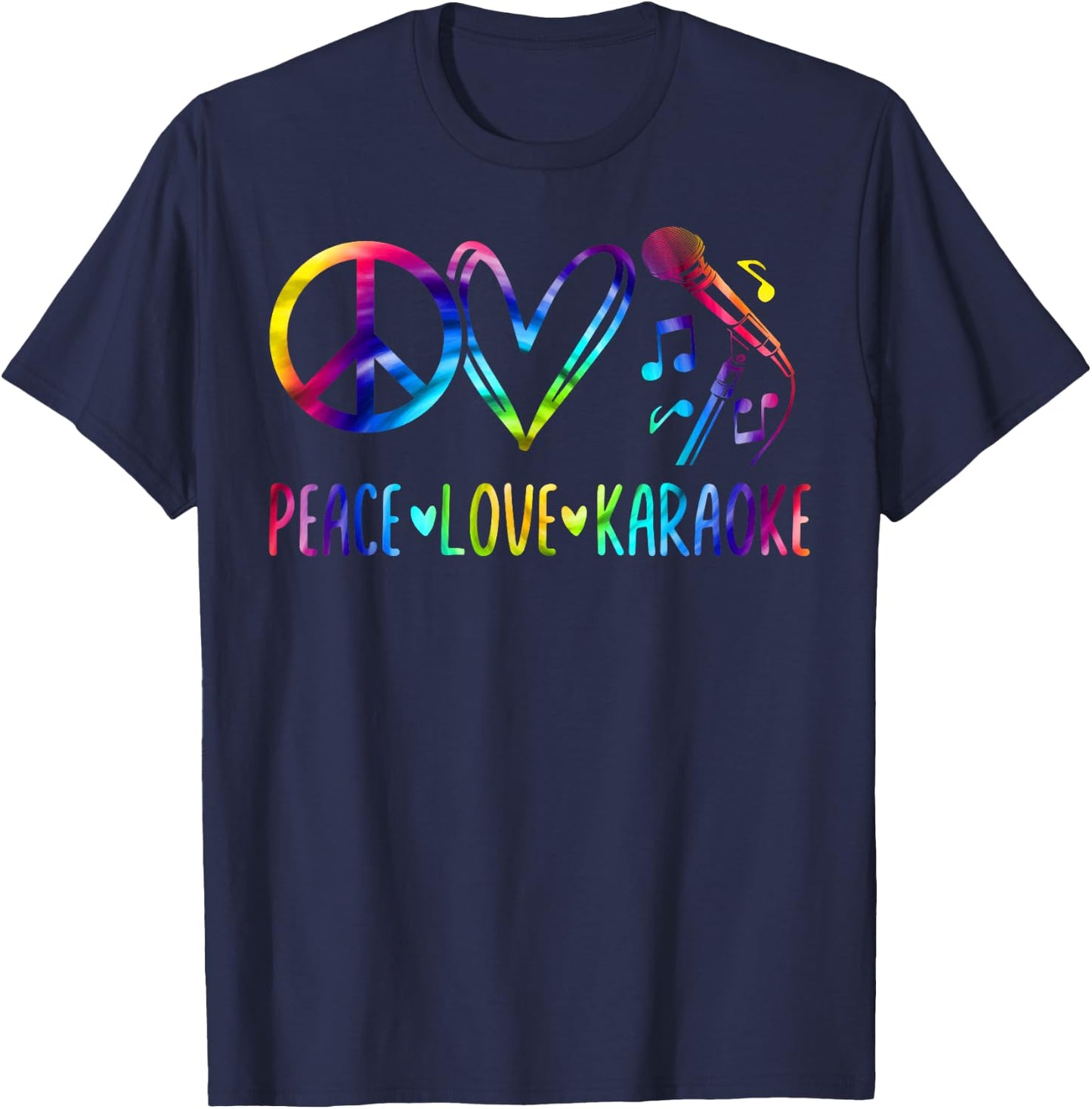 Karaoke Singer 80s Retro Vintage Peace Love Karaoke T-Shirt - T-Shirt | Navy