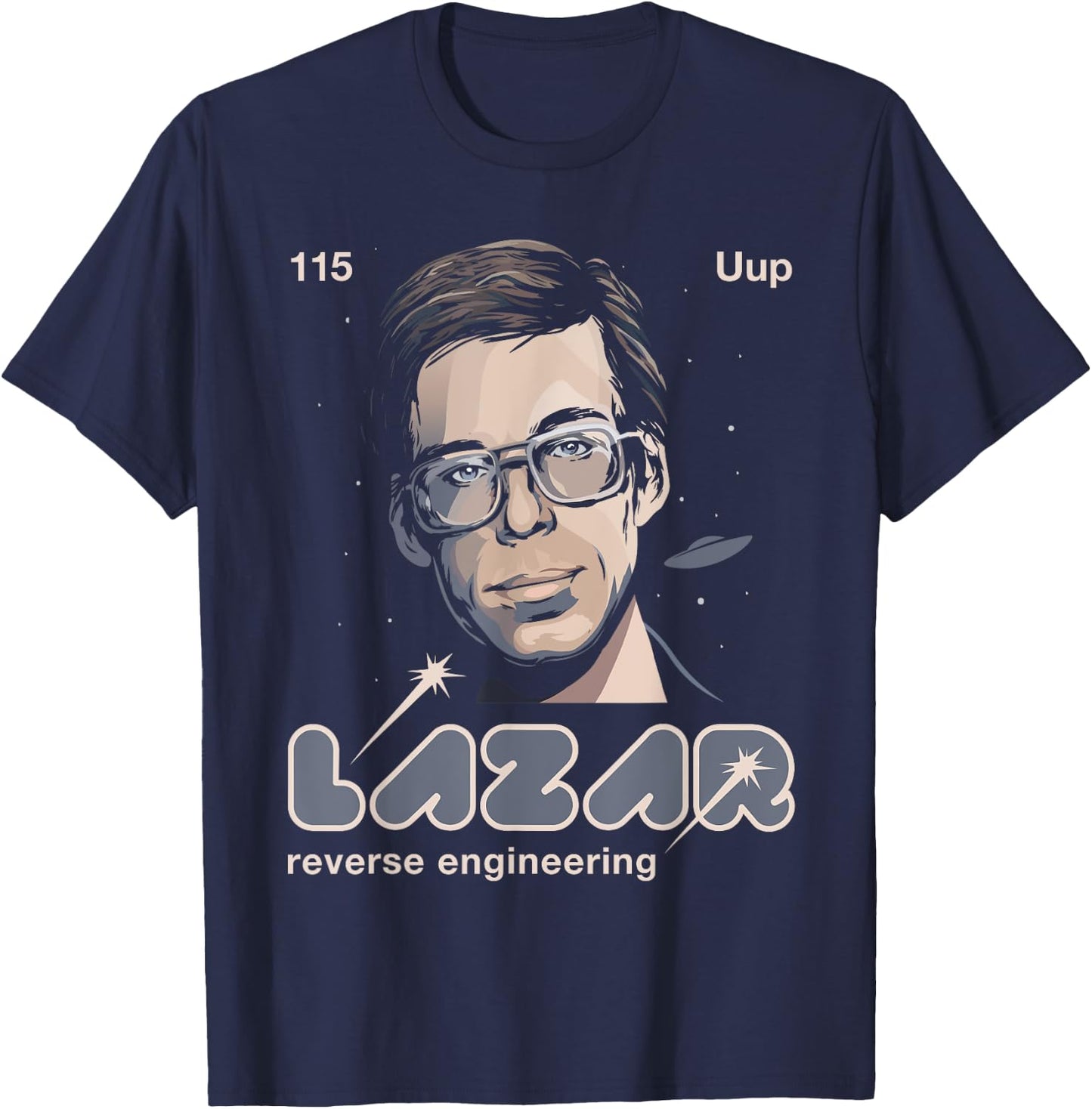 Bob Lazar Reverse Engineering Area 51 - Men's Classic Fit Blue Short Sleeve - Small T-Shirt - T-Shirt | Navy