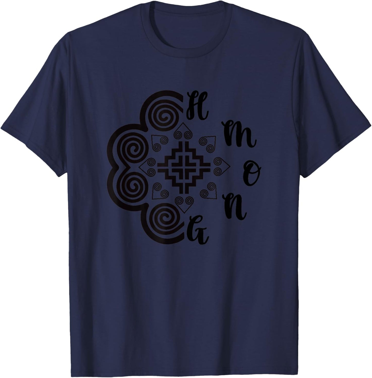 Elephant foot print with word Hmong T-Shirt - T-Shirt | Navy
