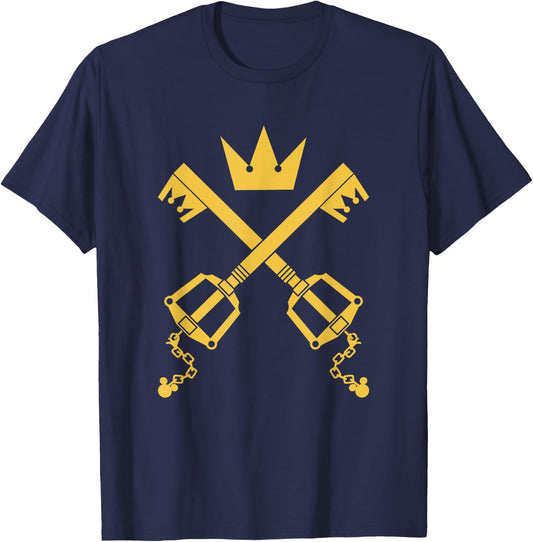 Disney Kingdom Hearts Crowned Crossed Keyblades Chest Logo T-Shirt - T-Shirt | Navy