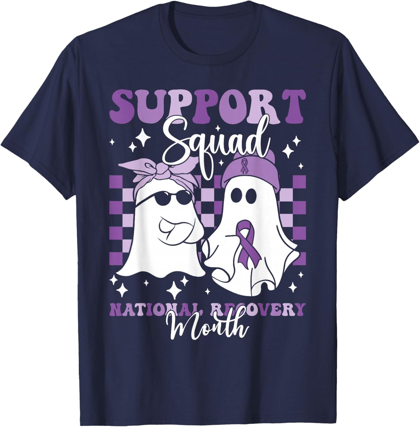 Support Squad National Recovery Month Addiction Recovery T-Shirt - T-Shirt | Navy