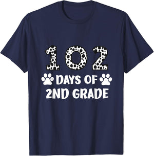 102 Day Of 2nd Grade Dalmatian Dog Lovers Student Or Teacher T-Shirt - T-Shirt | Navy