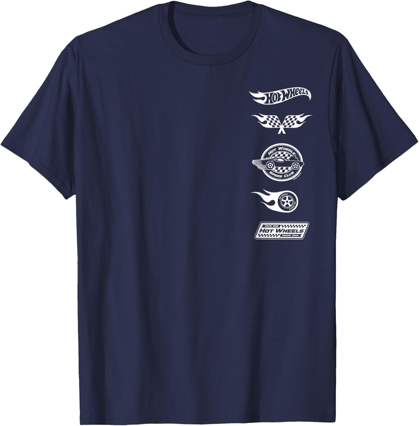 Hot Wheels - White Stacked Icon Logos Speed Club Racing Team T-Shirt - T-Shirt | Navy