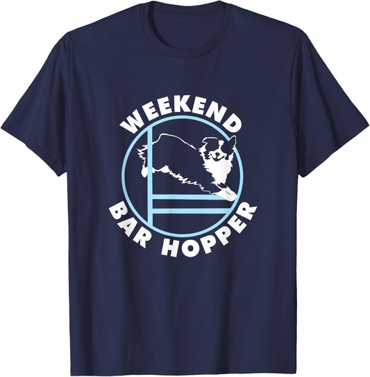 Weekend Bar Hopper | Aussie Australian Shepherd Agility Dog T-Shirt - T-Shirt | Navy