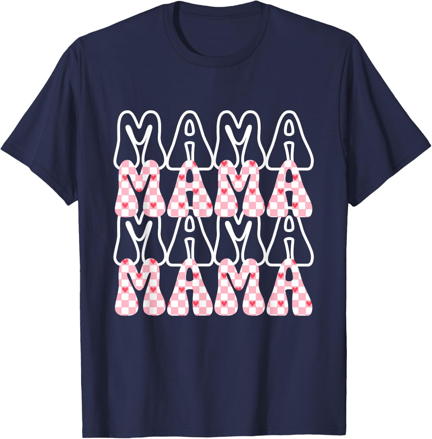 Groovy Checkered Mama Funny Women Mom Mothers day T-Shirt - T-Shirt | Navy
