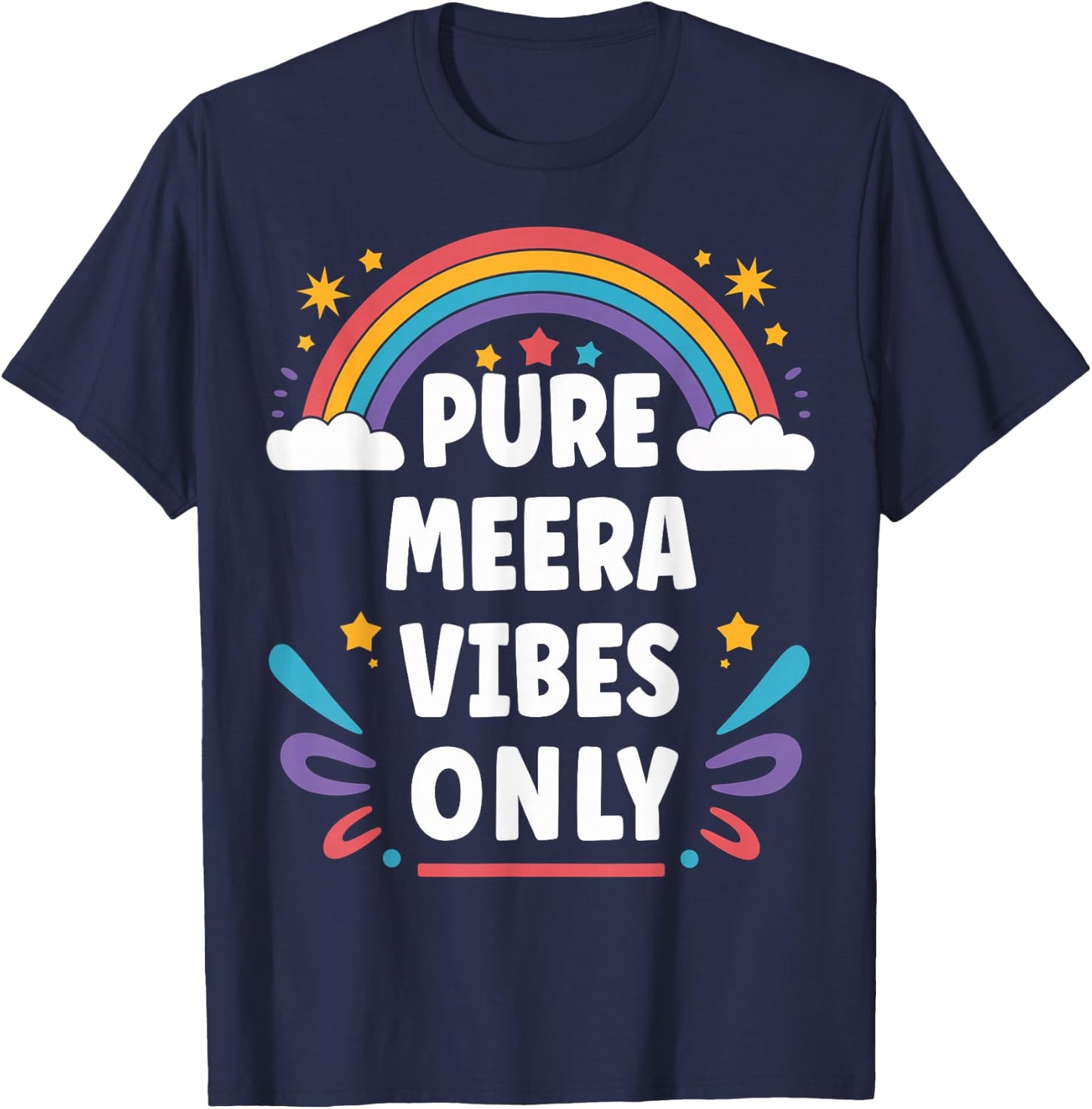 MEERA Vibes Only Cute Retro Girls MEERA Name T-Shirt - T-Shirt | Navy