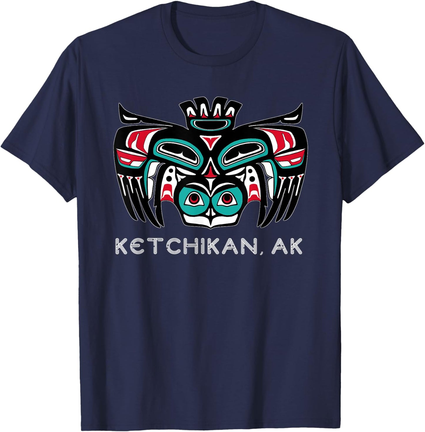Ketchikan Alaska Native American Art Style Tlingit Owl Bird T-Shirt - T-Shirt | Navy