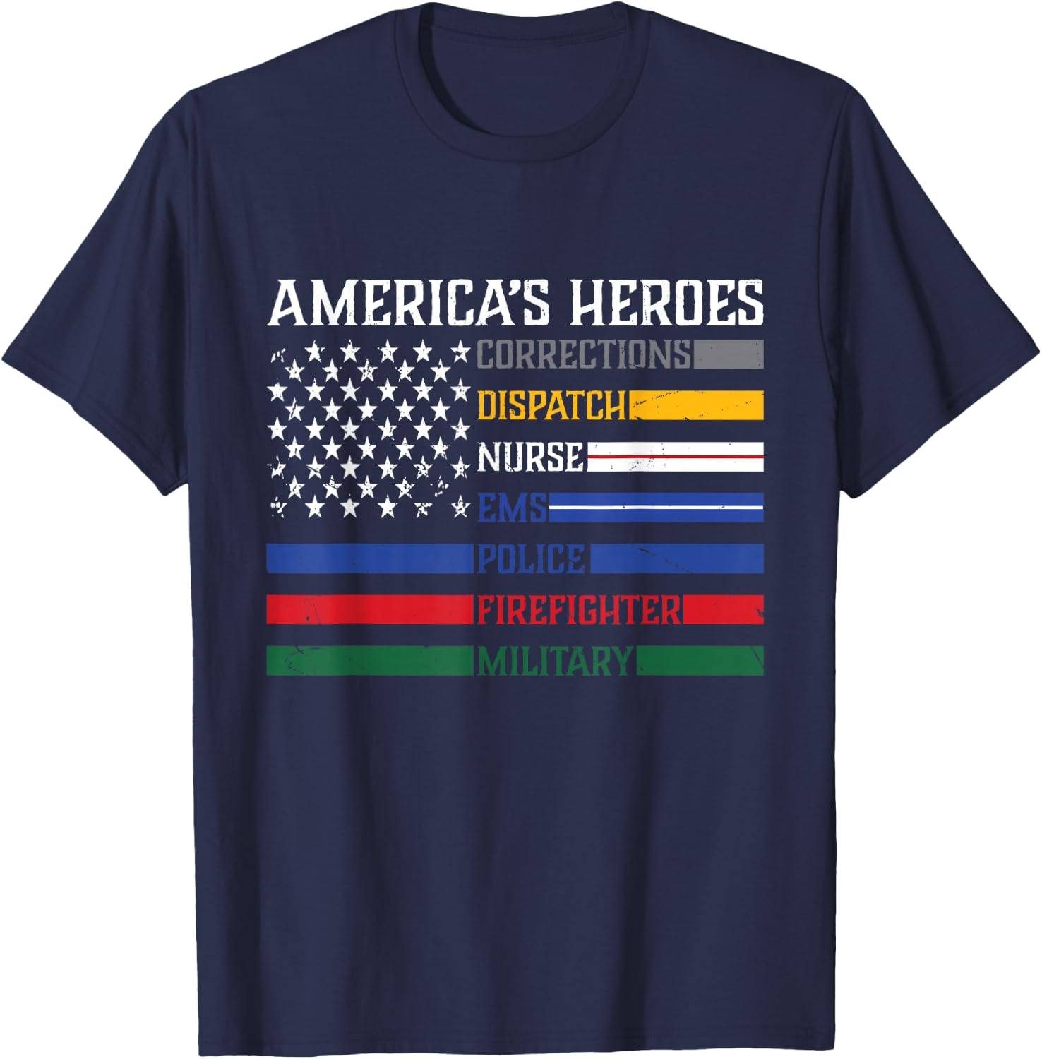 First Responders,Police, Military, Firefighter, Nurse T-Shirt - T-Shirt | Navy
