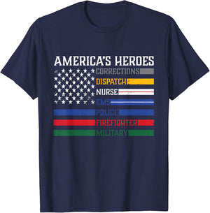 First Responders,Police, Military, Firefighter, Nurse T-Shirt - T-Shirt | Navy