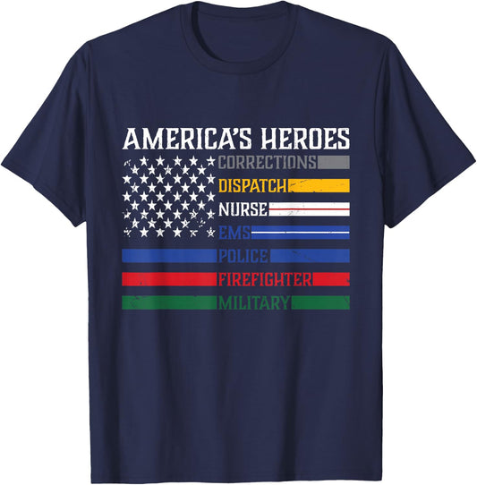 First Responders,Police, Military, Firefighter, Nurse T-Shirt - T-Shirt | Navy