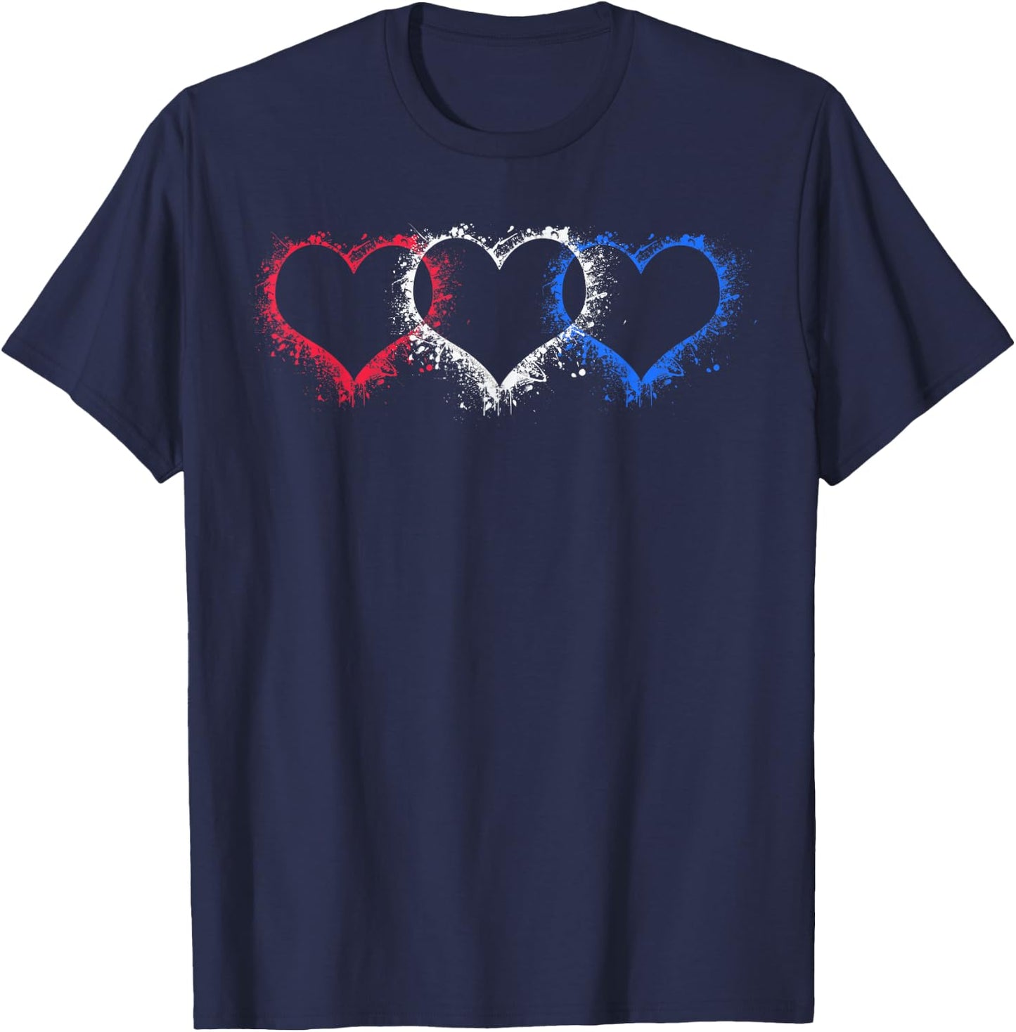 Patriotic USA American Hearts Armed Forces 4th of July T-Shirt - T-Shirt | Navy