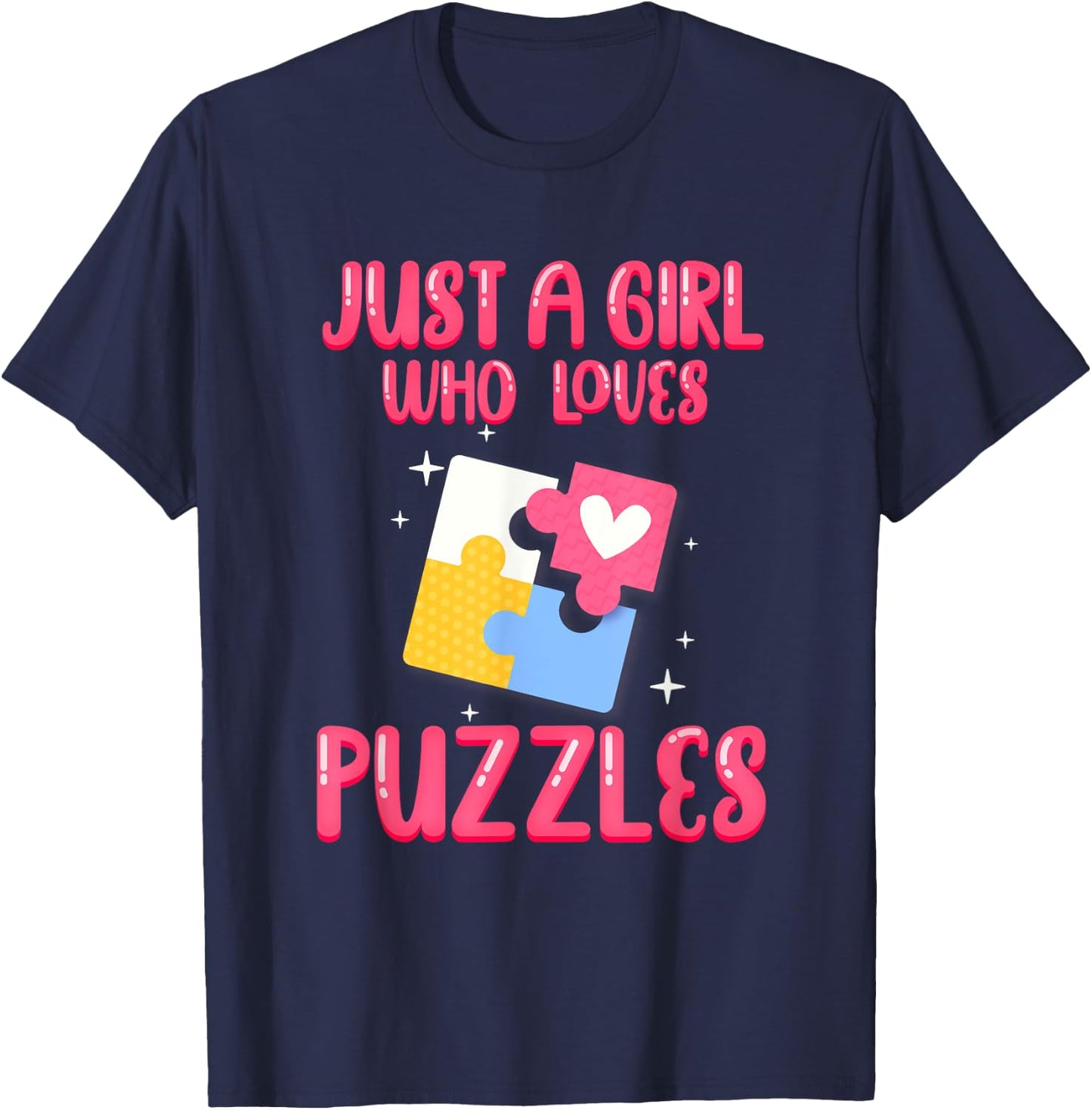 a Girl Who Loves Jigsaw Puzzle Puzzleologist T-Shirt - T-Shirt | Navy