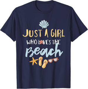 Just a Girl Who Loves the Beach T-Shirt - T-Shirt | Navy