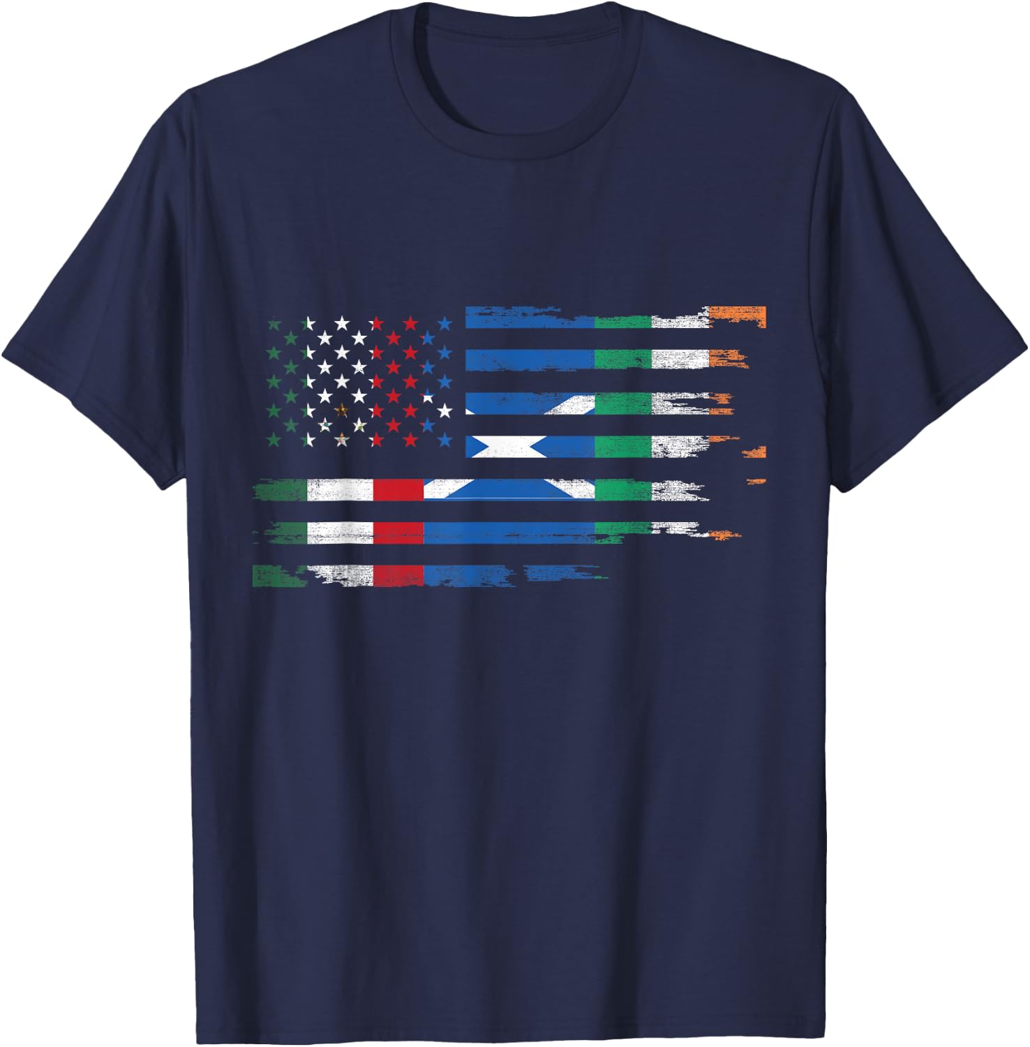Mexican Irish Scottish American Flag of USA T-Shirt - T-Shirt | Navy