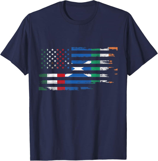 Mexican Irish Scottish American Flag of USA T-Shirt - T-Shirt | Navy