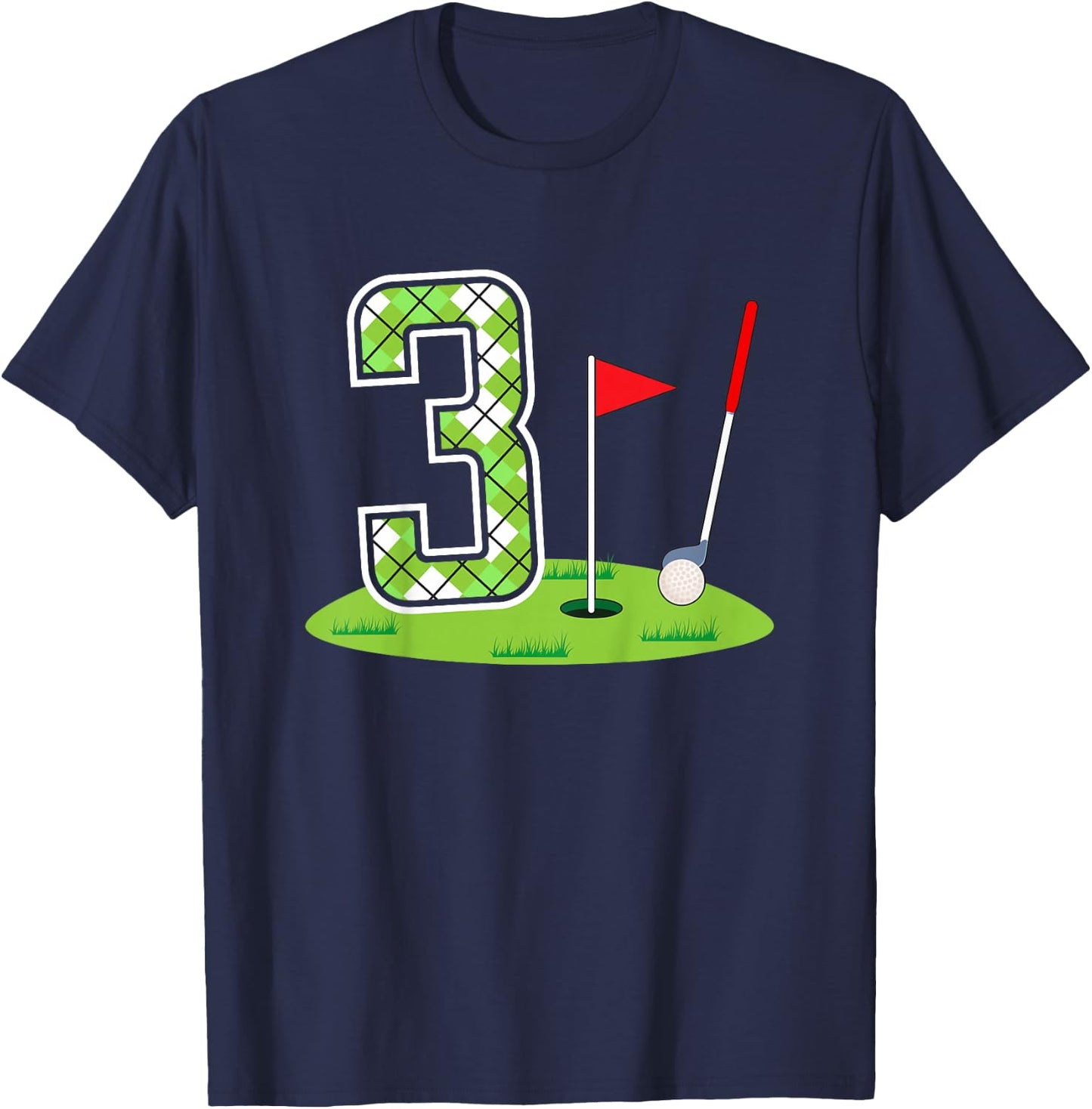 Kids 3rd Birthday Party Golf Boy Three Year Old Golf Player T-Shirt - T-Shirt | Navy
