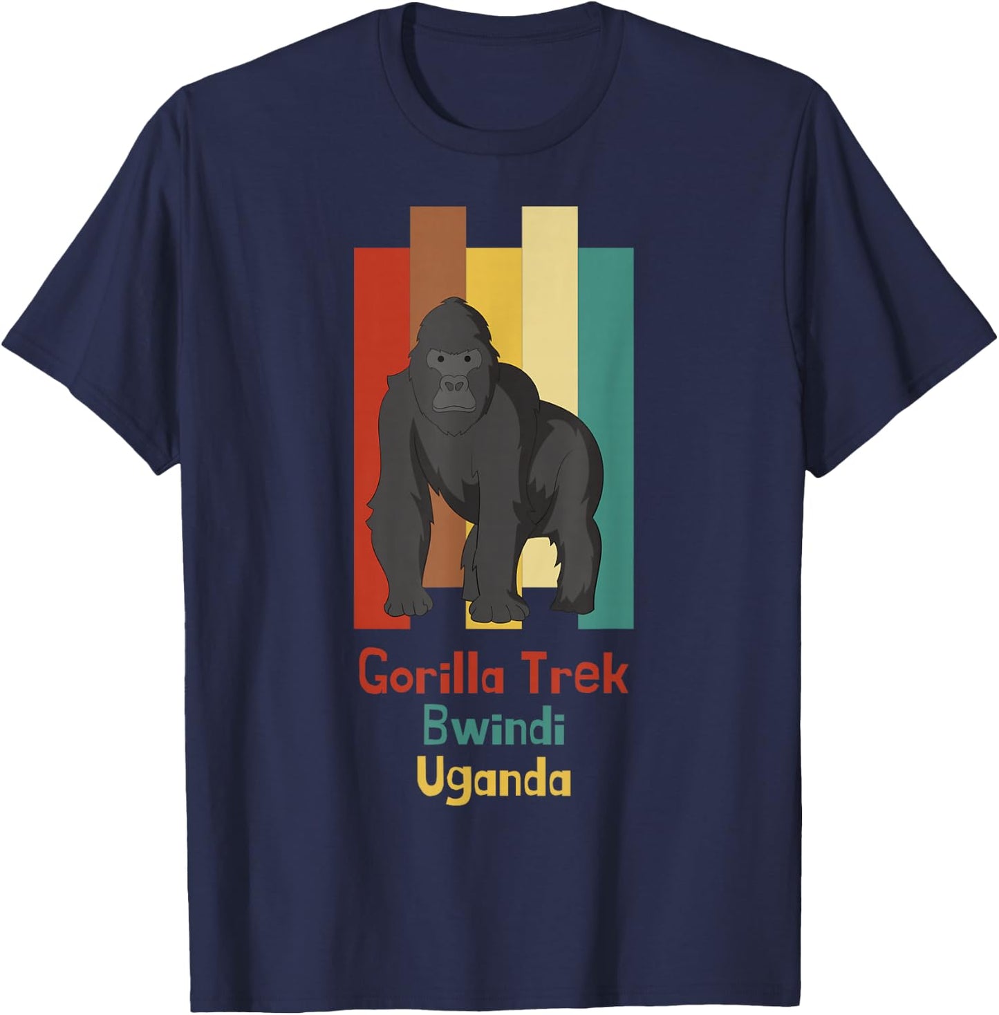 Gorilla Trekking Bwindi Impenetrable Uganda Safari Souvenir T-Shirt - T-Shirt | Navy