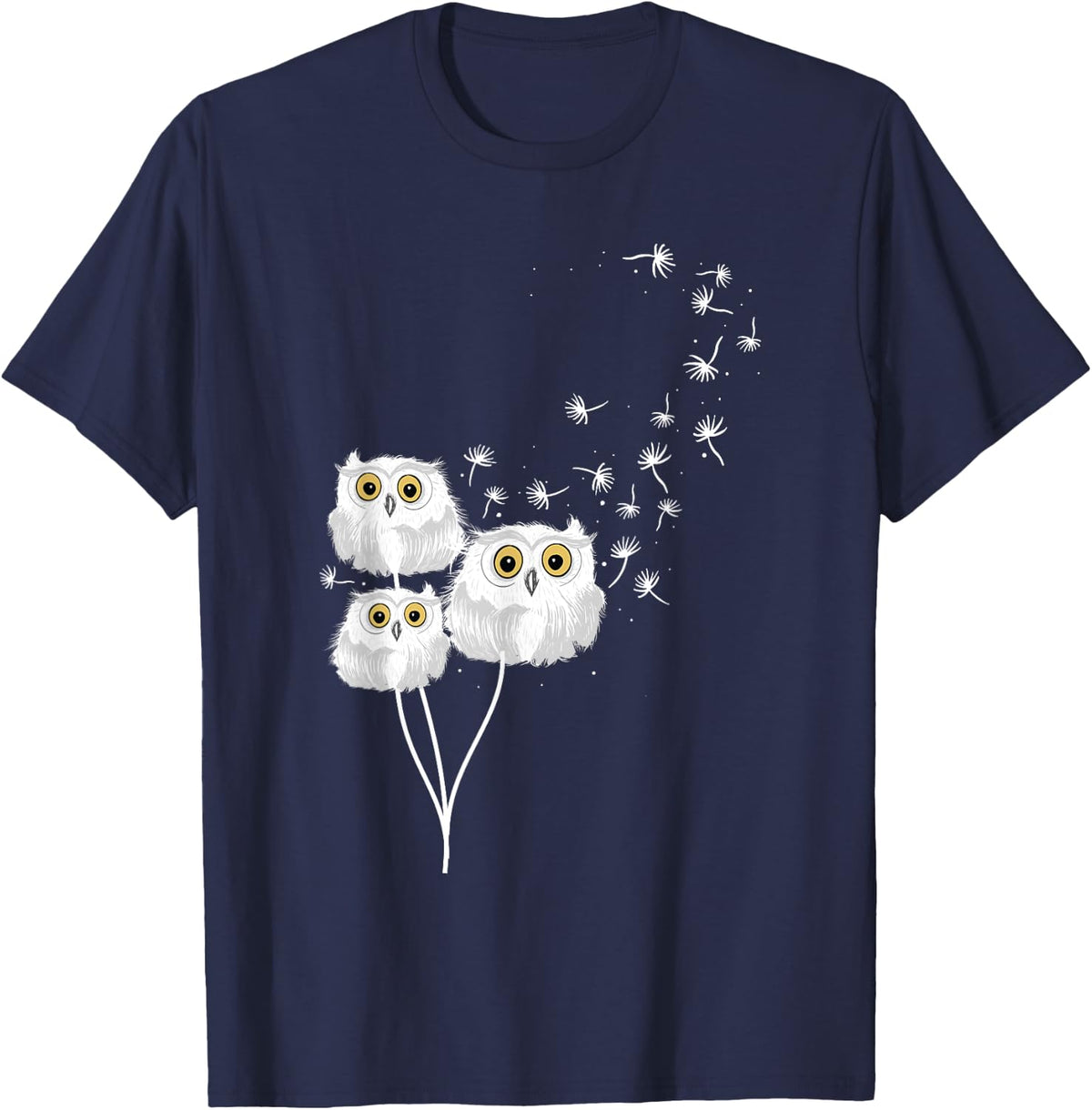 Dandelions And Owls - Bird Animal Lover Ornithologist Forest T-Shirt - T-Shirt | Navy