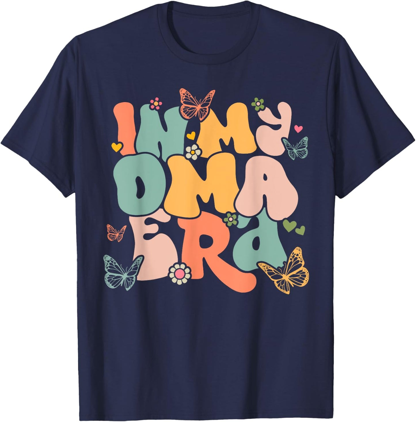 Retro Groovy In My Oma Era Mother's Day T-Shirt - T-Shirt | Navy