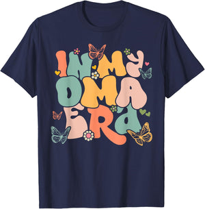 Retro Groovy In My Oma Era Mother's Day T-Shirt - T-Shirt | Navy