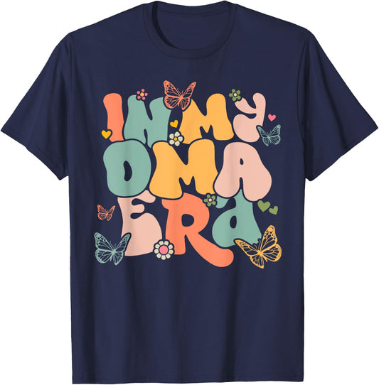 Retro Groovy In My Oma Era Mother's Day T-Shirt - T-Shirt | Navy