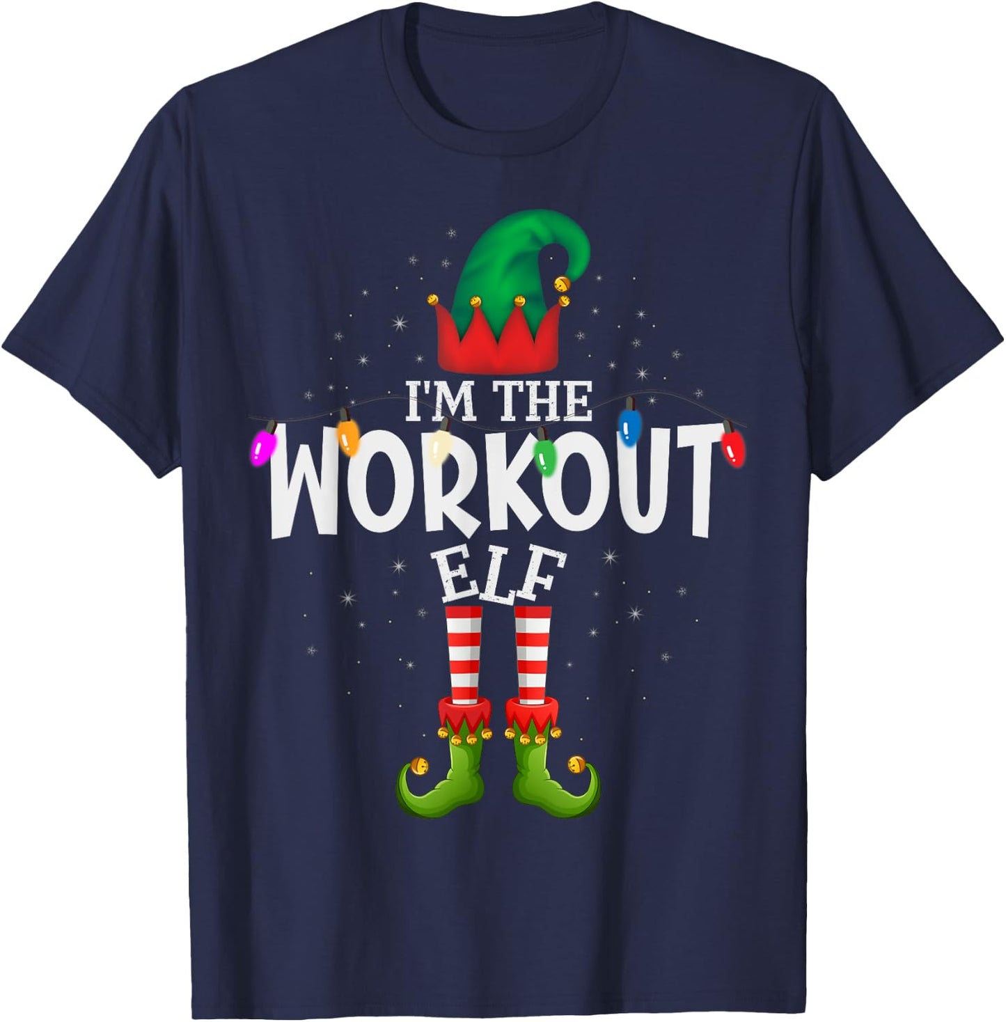99 Gifts Group Foto Christmas Elf Pajama - Adults Workout Motif - Black, Small - , Short Sleeve - Classic Fit T-Shirt - T-Shirt | Navy