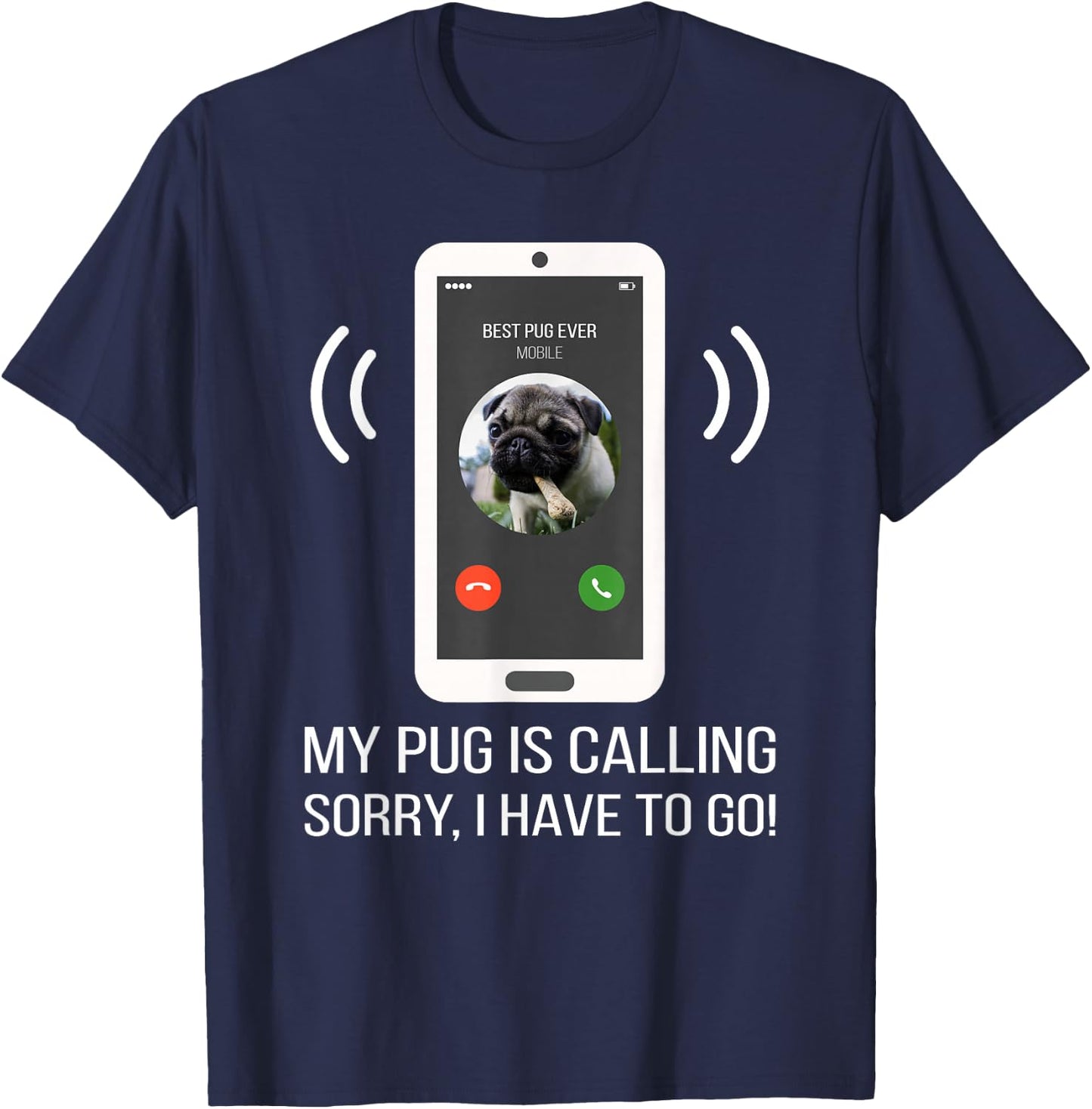 Funny Pug Dog Men Women Girls Kids T-Shirt - T-Shirt | Navy