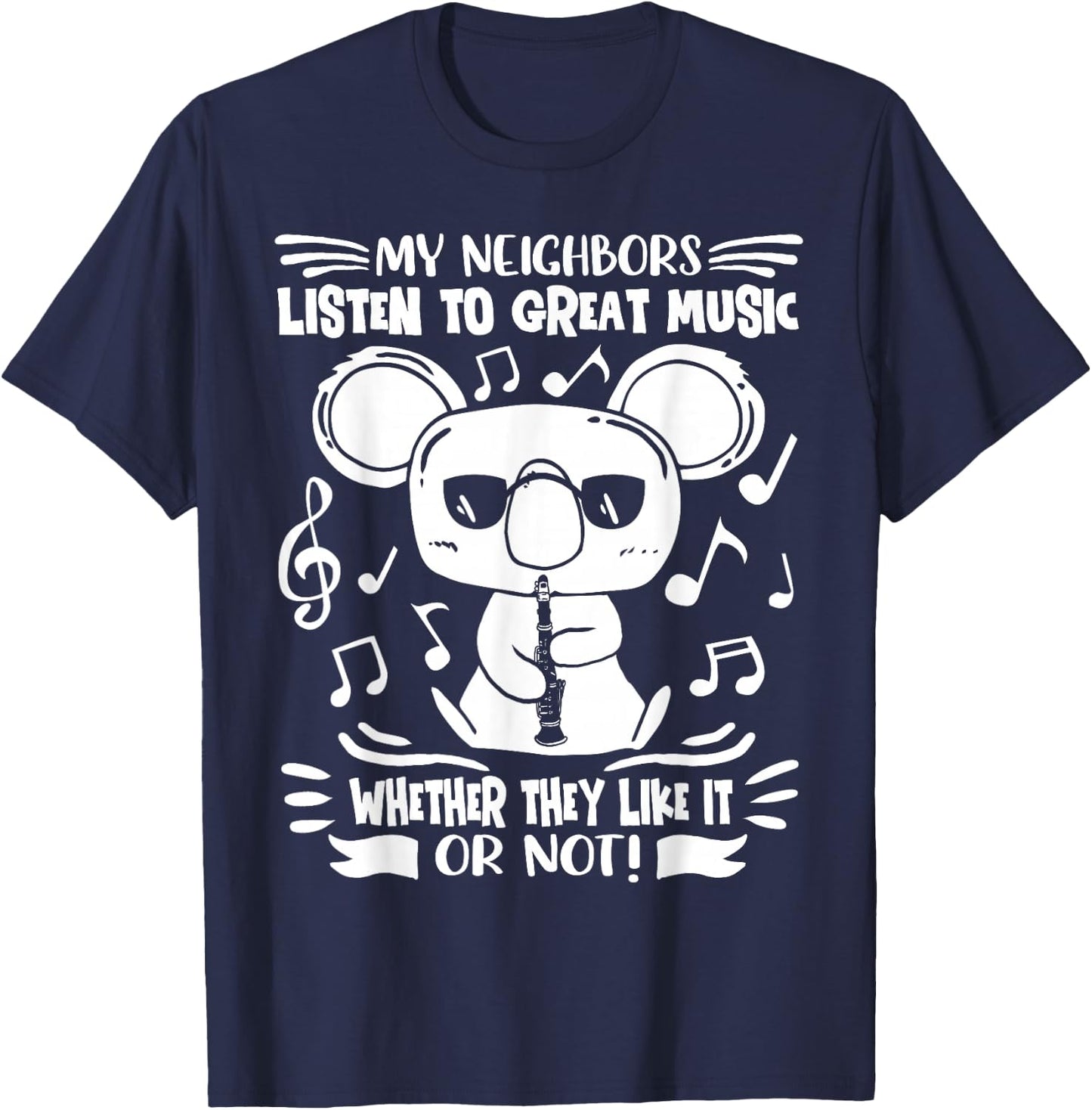Clarinet Player Clarinet Koala with Clarinet T-Shirt - T-Shirt | Navy