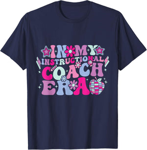 In My Instructional Coach Era Groovy Back To School T-Shirt - T-Shirt | Navy