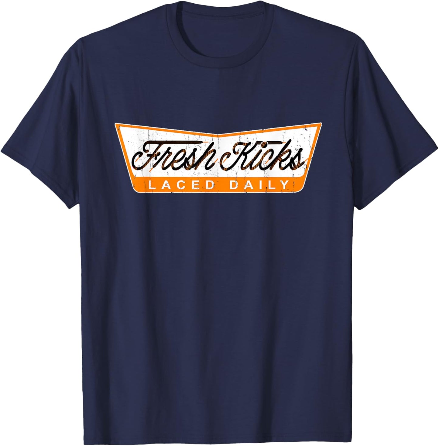 Orange Fresh Kicks Orange Graphic , Small, Black T-Shirt - T-Shirt | Navy