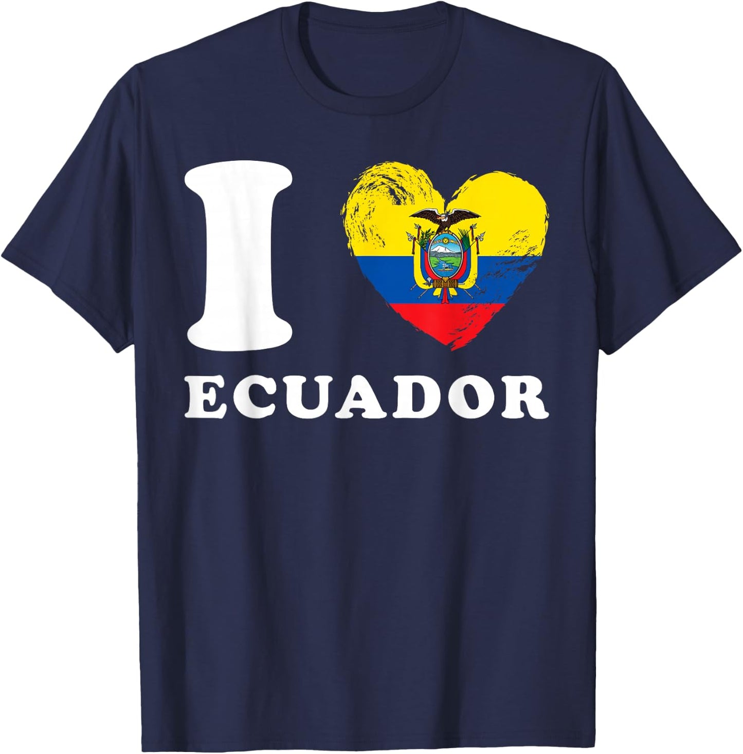 I Love Ecuador - Heart Flag Ecuador T-Shirt - T-Shirt | Navy