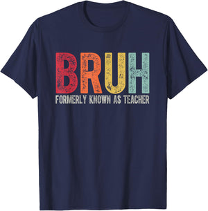 Vintage Bruh Formerly Known As Teacher Funny Teacher Women Kids T-Shirt - T-Shirt | Navy