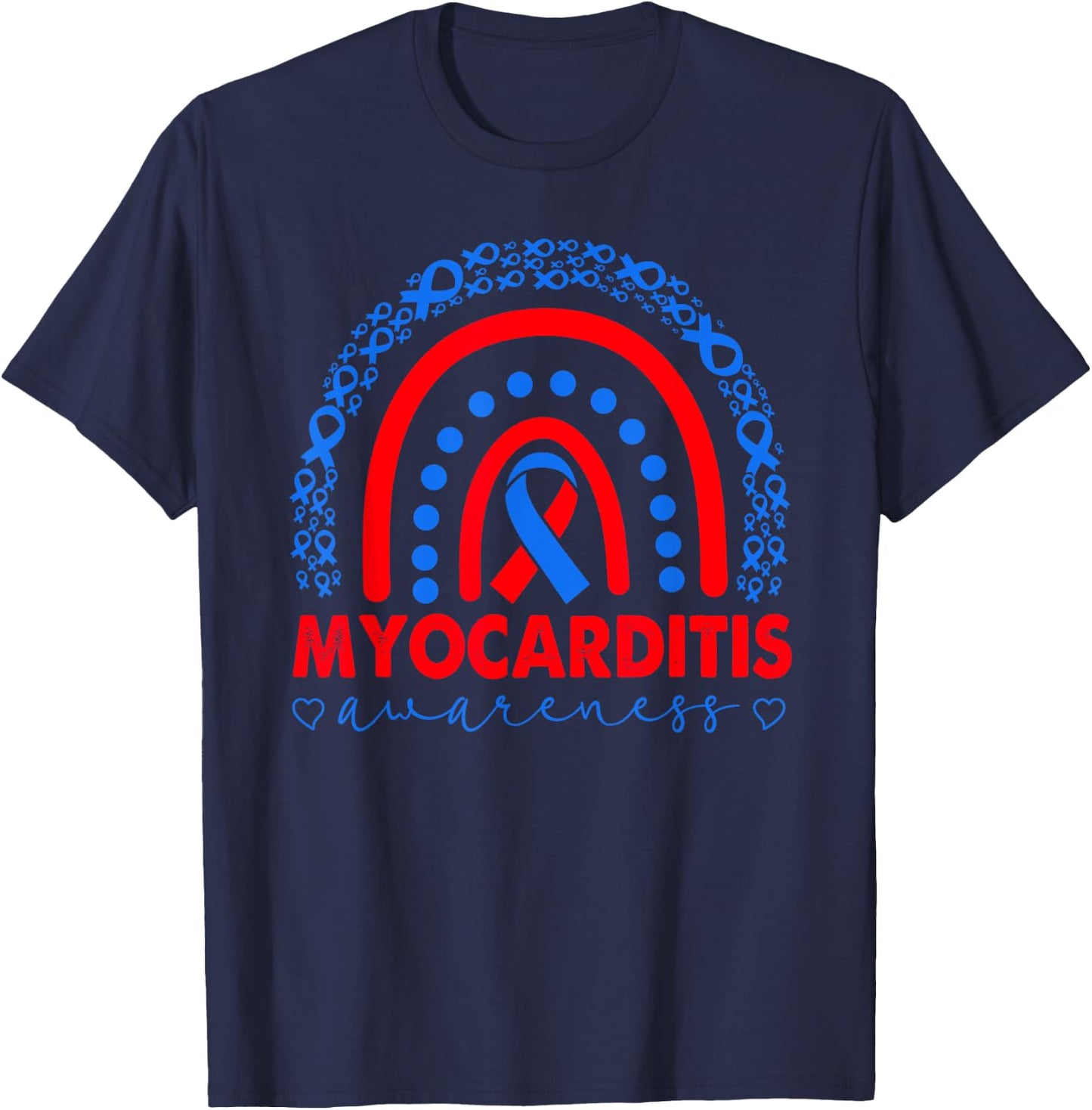 Myocarditis Awareness, Myocarditis warrior, Rainbow T-Shirt - T-Shirt | Navy