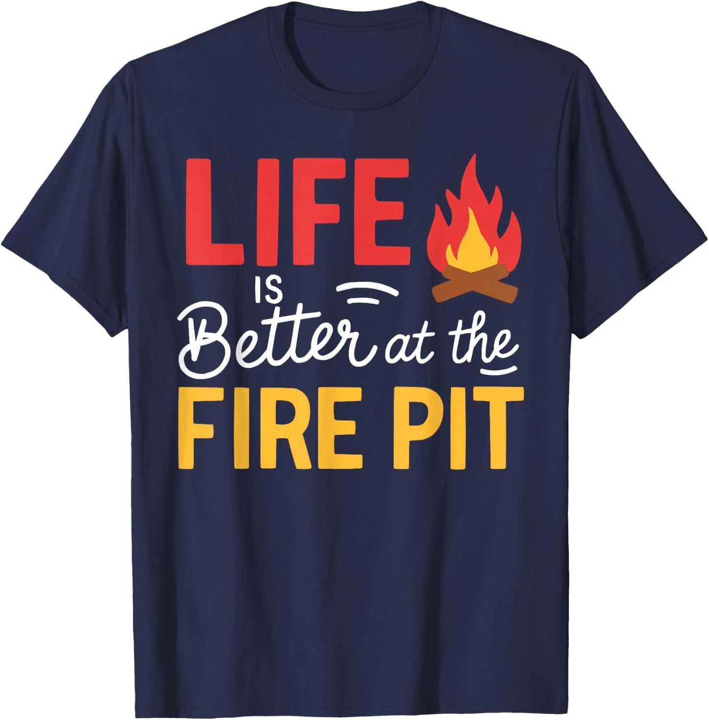 Firepit Outdoor Camp Fire Pit Camping Campfire T-Shirt - T-Shirt | Navy
