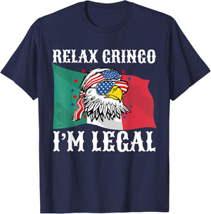 Relax Mexican Flag Eagle Immigrant 4th Of July T-Shirt - T-Shirt | Navy