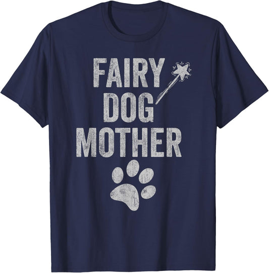 Fairy Dogmother dog mother paw print funny mom of dogs retro T-Shirt - T-Shirt | Navy