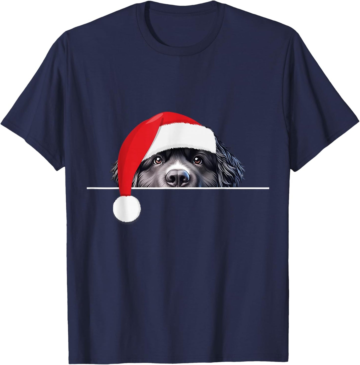 New foundland Dog Lover Funny Santa Hat Christmas T-Shirt - T-Shirt | Navy