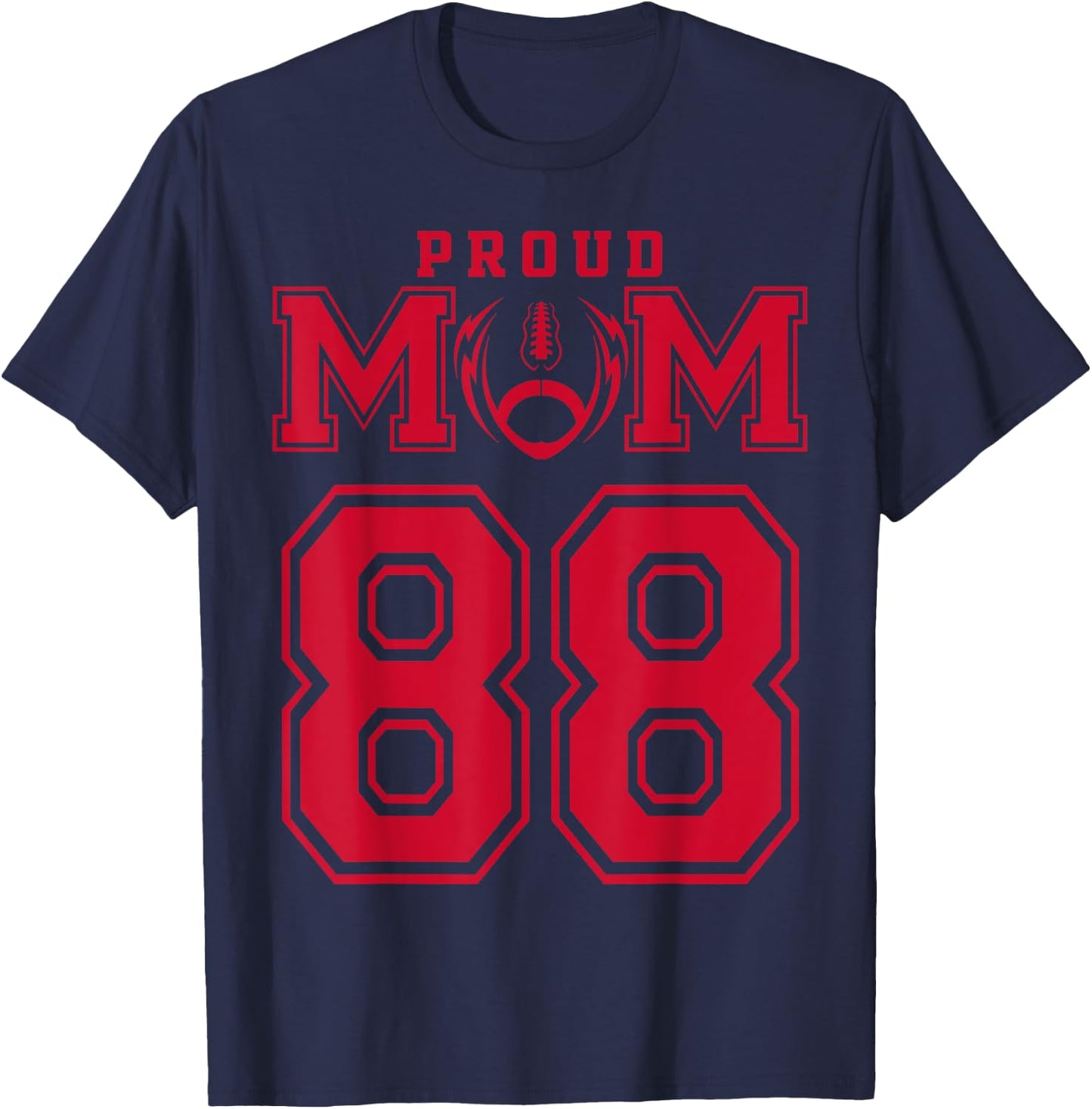 Custom Proud Football Mom Number 88 R Personalized T-Shirt - T-Shirt | Navy