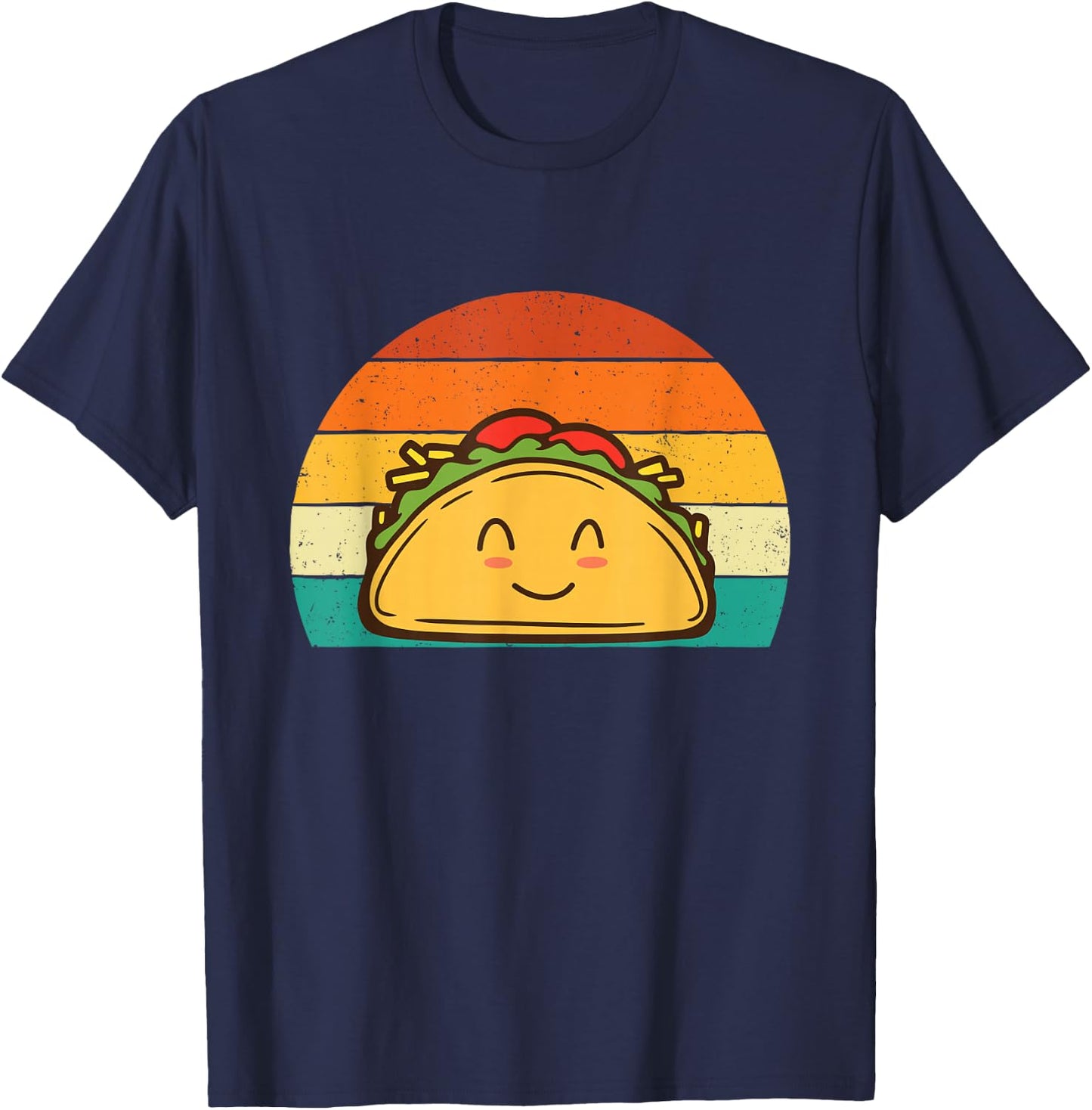 Taco Lover Shirts - Retro Taco Lover -Adults Black Cotton, Polyester - Small - Short Sleeve - - Taco Tuesday T-Shirt - T-Shirt | Navy