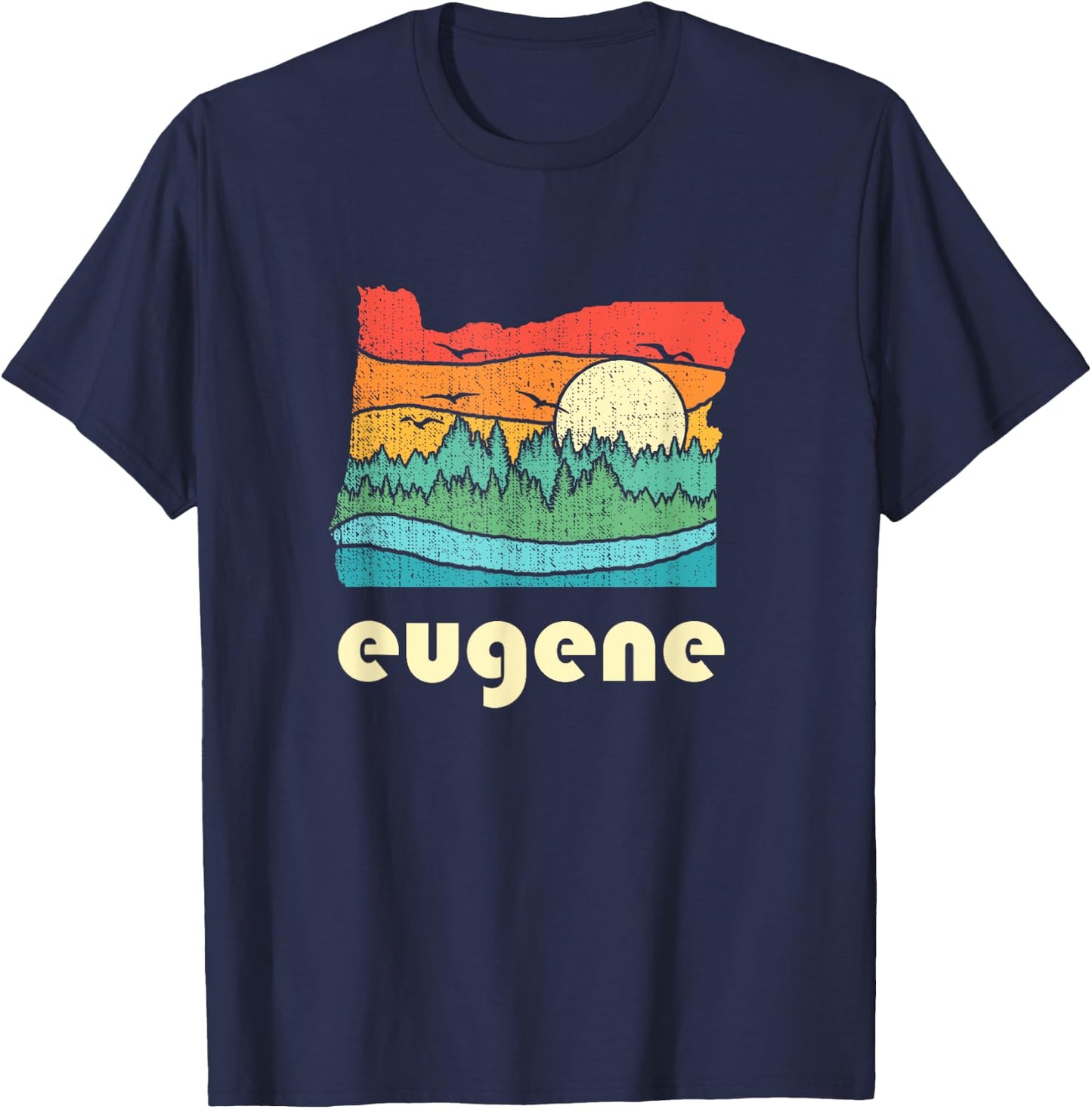 Retro Vintage Eugene Oregon Throwback Gift T-Shirt - T-Shirt | Navy