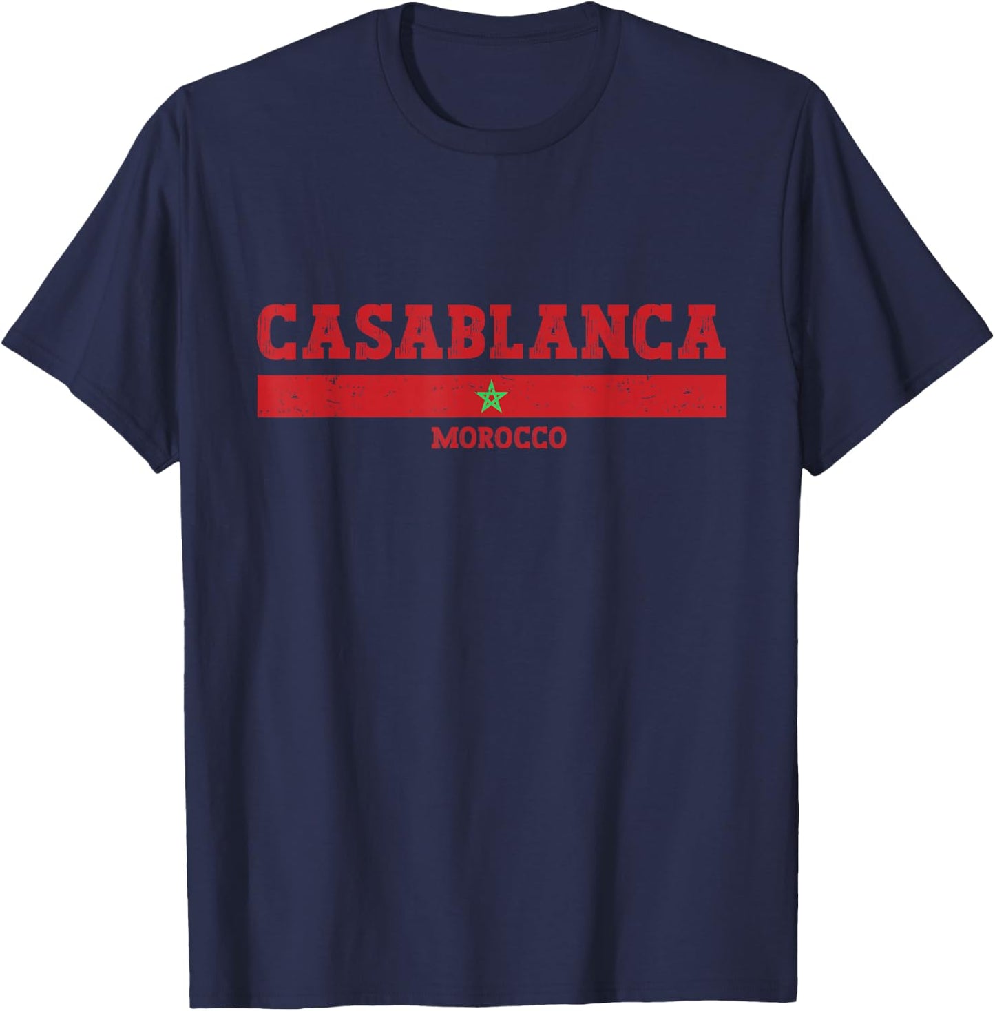 Vintage Casablanca Morocco shirt - Moroccan Flag Casablanca T-Shirt - T-Shirt | Navy