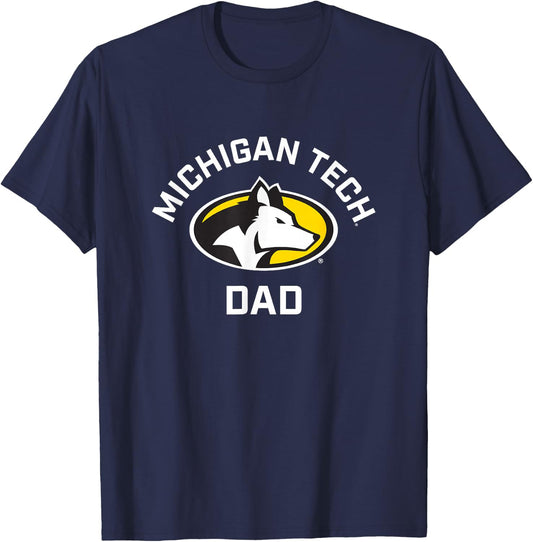 Michigan Tech Huskies Arched Dad T-Shirt - T-Shirt | Navy